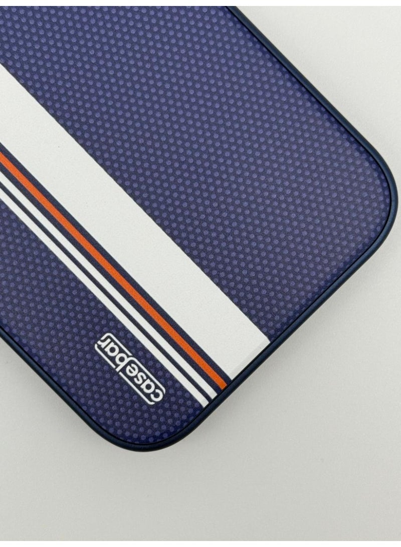 general CaseBar Retro Racing Series Case for iPhone 17 Pro Max – Dual-Color Heritage Edition – 3D Texture & Skin-Friendly Coating – Slim Shockproof Protective Cover (Blue) - Image 2